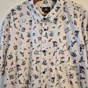 O'Neill Short-sleeved Button-down Shirt in Red White & Blue July 4th USA America